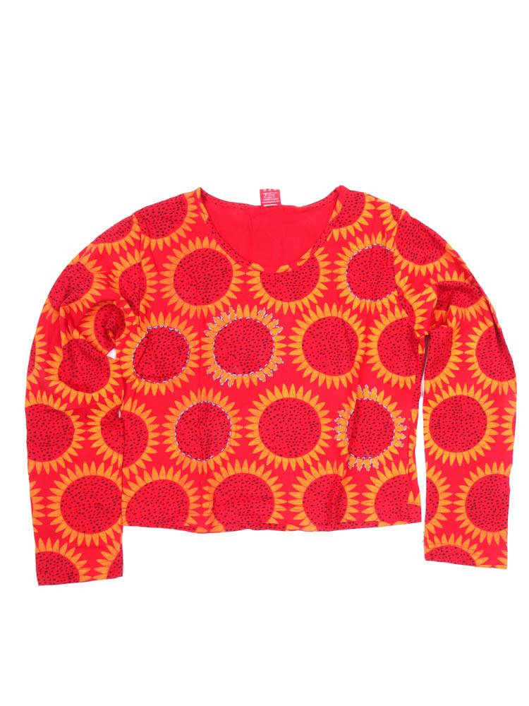 Camiseta crop sol con detalle crochet CAEV54 color Rojo