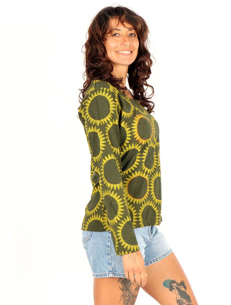 Camiseta sol estampado con detalle crochet CAEV55