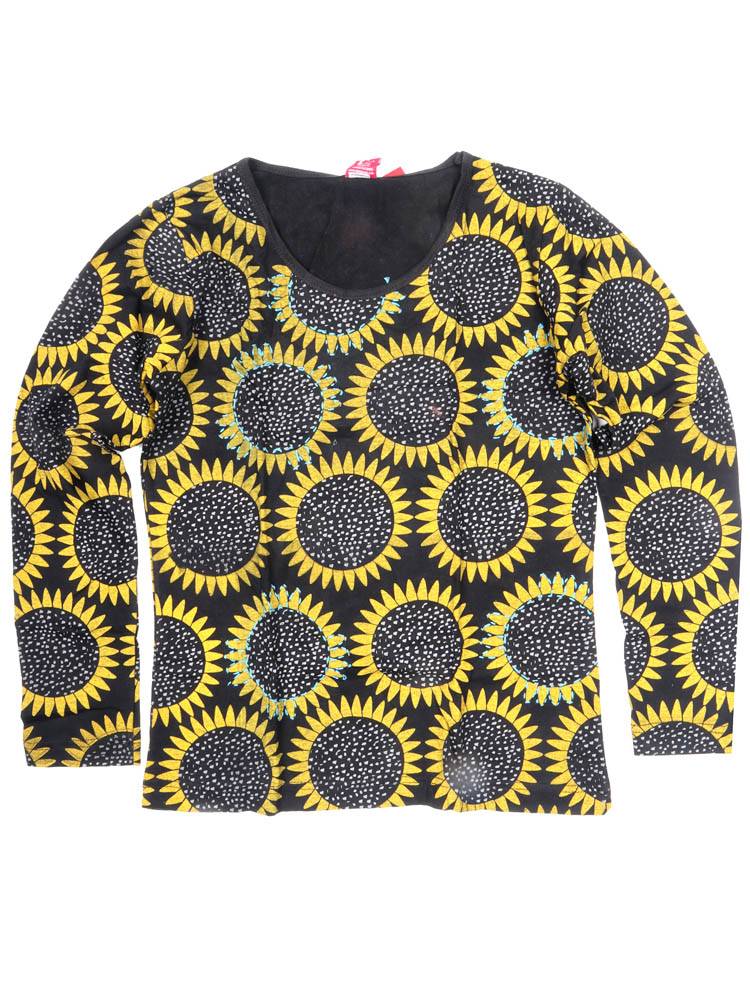 Camiseta sol estampado con detalle crochet CAEV55 color Negro