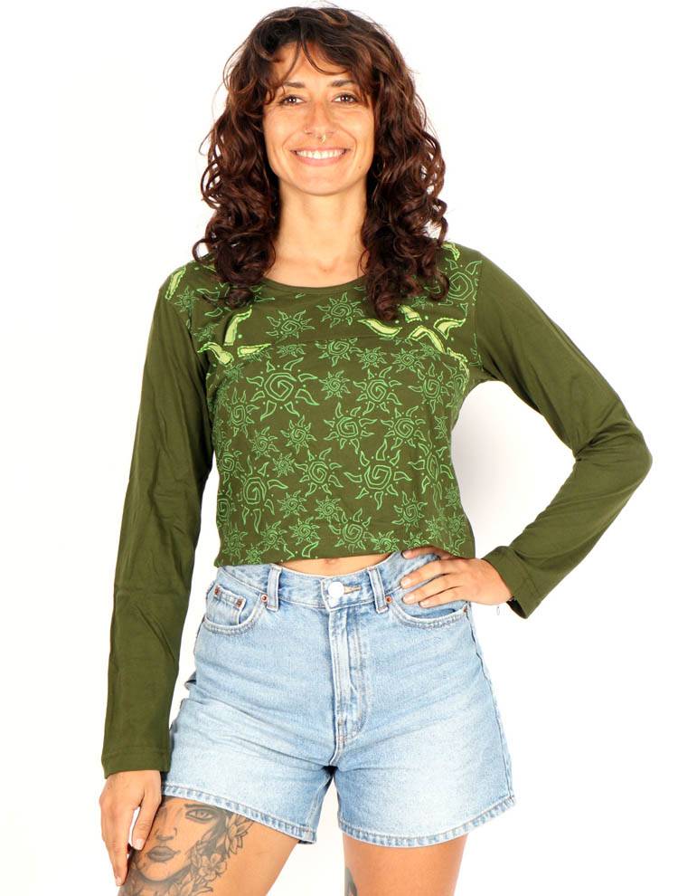 Camiseta sol artesanal efecto lavado crochet CAEV57