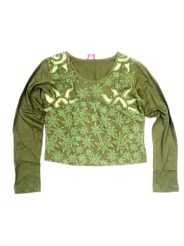 Camiseta sol artesanal efecto lavado crochet CAEV57 color Verde