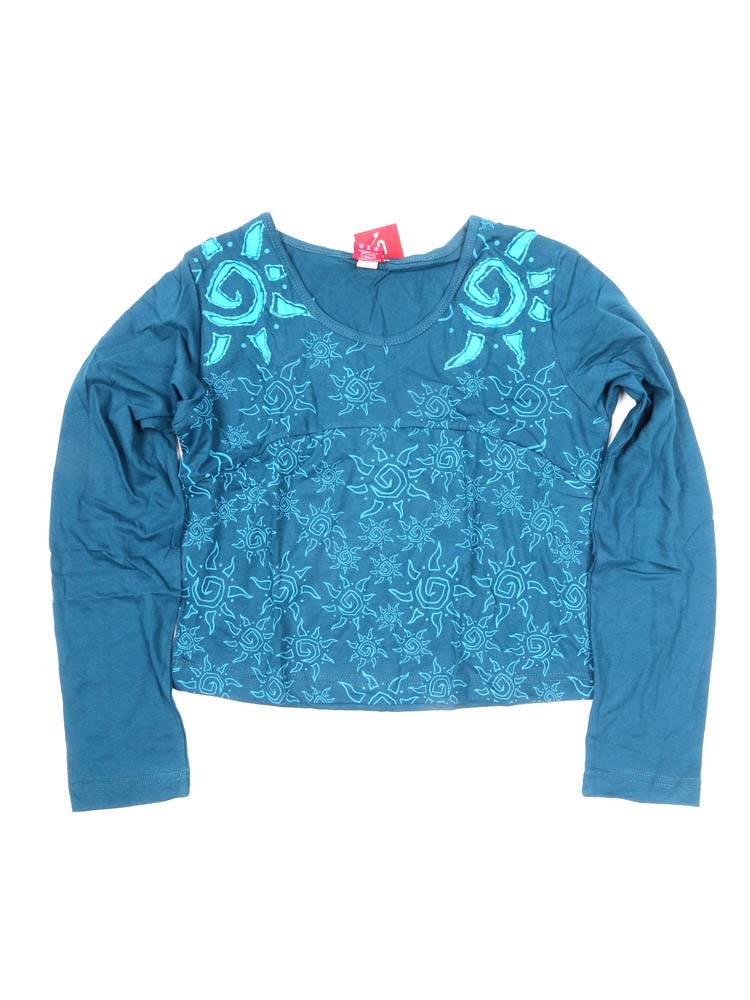 Camiseta sol artesanal efecto lavado crochet CAEV57 color Azul