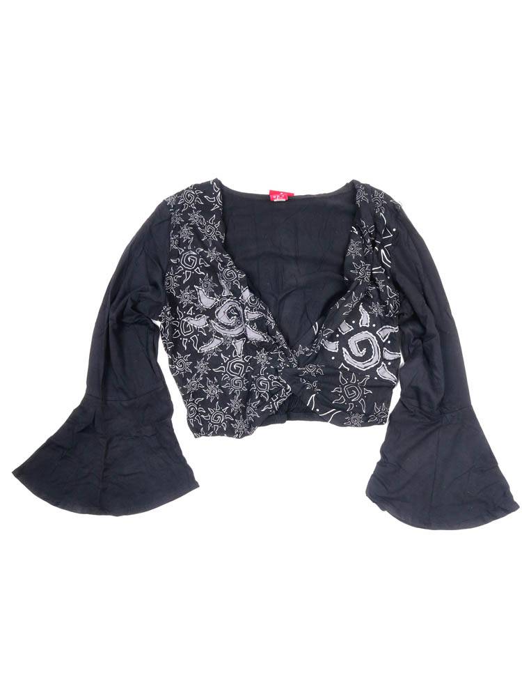 Top cruzado de manga campana y estampado solar CAEV58 color Negro
