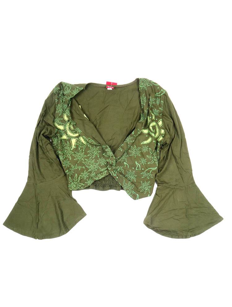 Top cruzado de manga campana y estampado solar CAEV58 color Verde