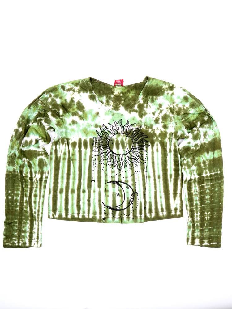 Camiseta crop  tie-dye sol y luna artesanal CAEV60 color Verde