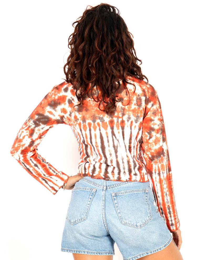 Camiseta crop  tie-dye sol y luna artesanal CAEV60