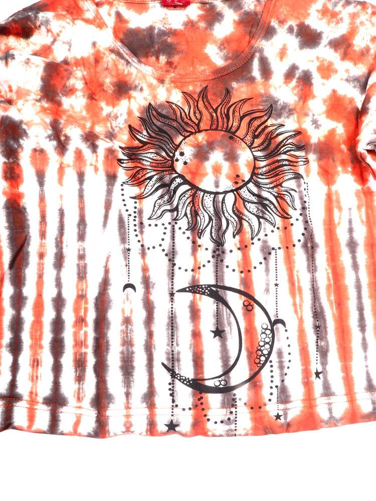 Camiseta crop  tie-dye sol y luna artesanal CAEV60