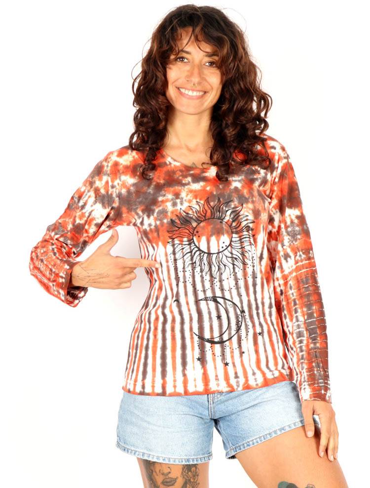 Camiseta tie-dye sol y luna artesanal CAEV61
