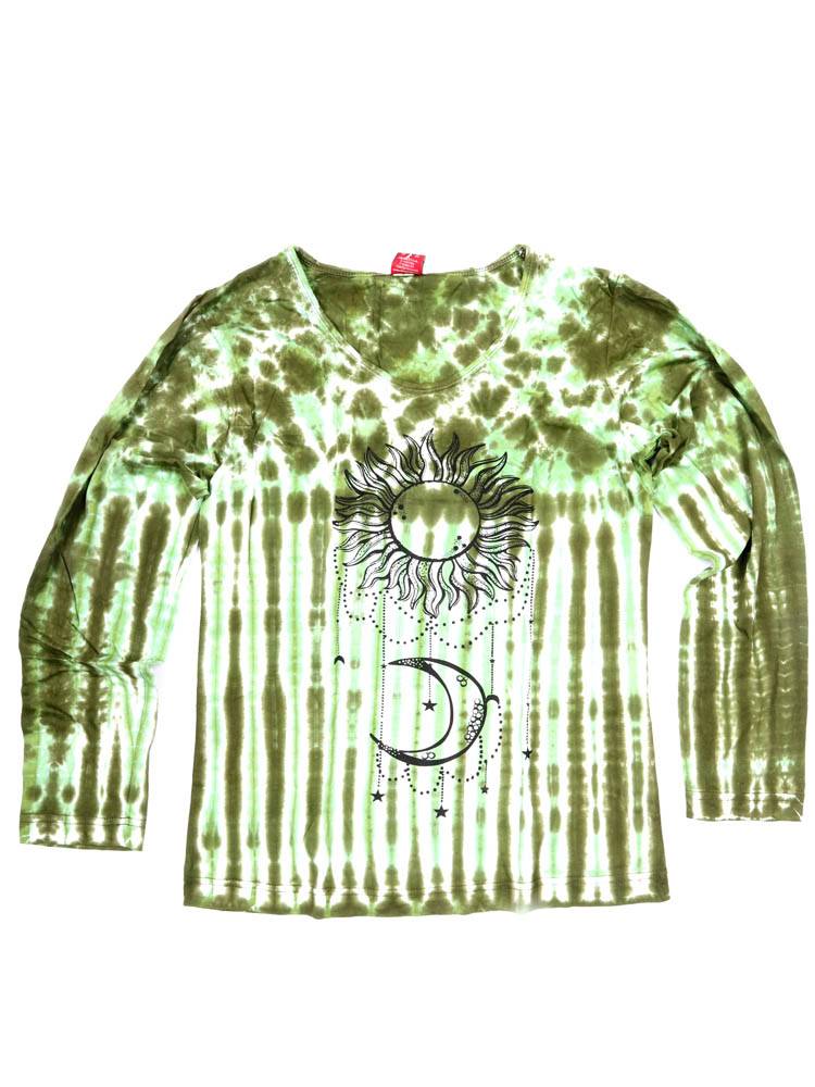 Camiseta tie-dye sol y luna artesanal CAEV61 color Verde