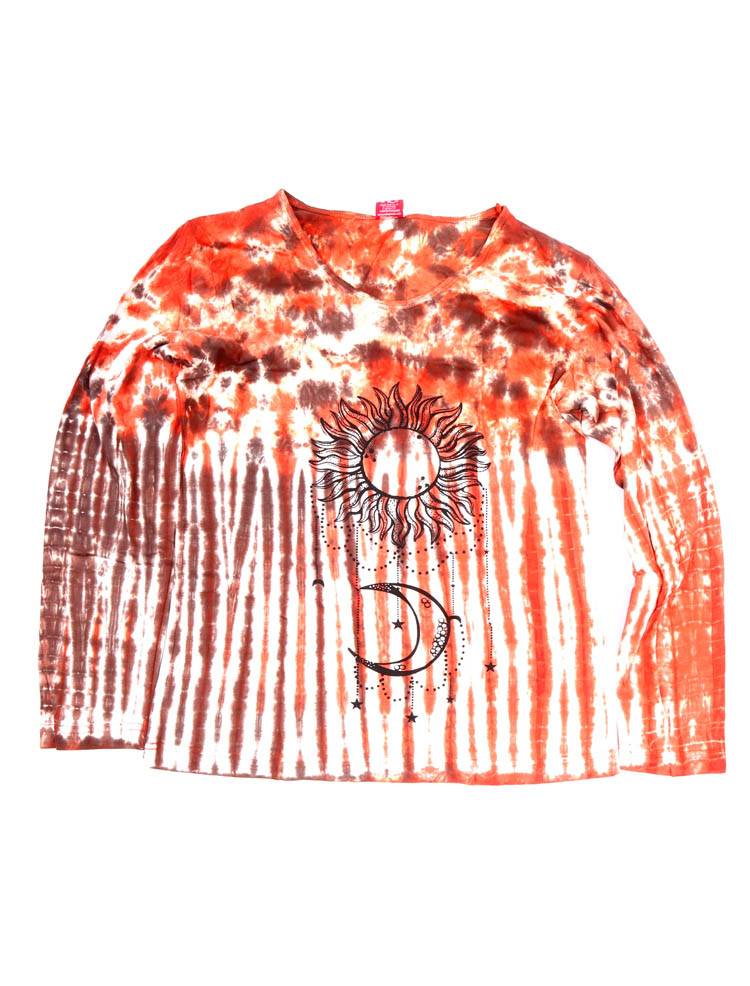 Camiseta tie-dye sol y luna artesanal CAEV61 color Naranja