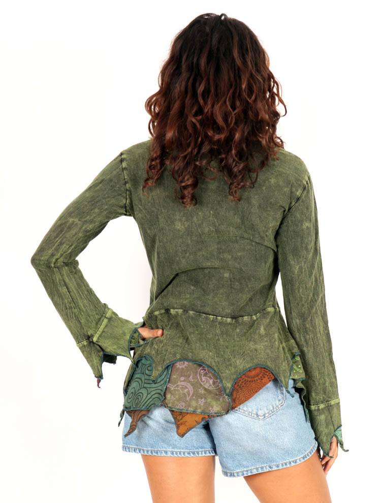 Top asimétrico con bordado floral artesanal CAEV63