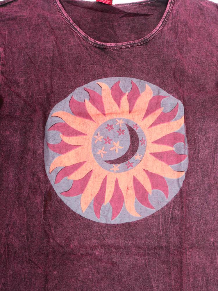Camiseta sol y luna con efecto lavado artesanal CAEV64