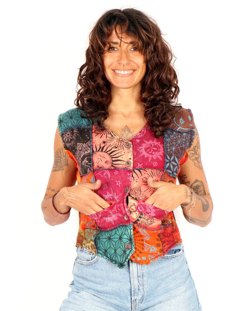 Chaleco patchwork artesanal: color y energía CCEV01