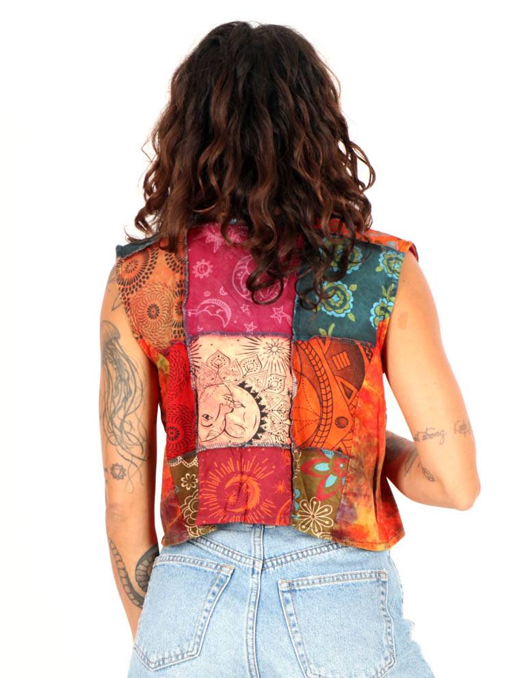 Chaleco patchwork artesanal: color y energía CCEV01