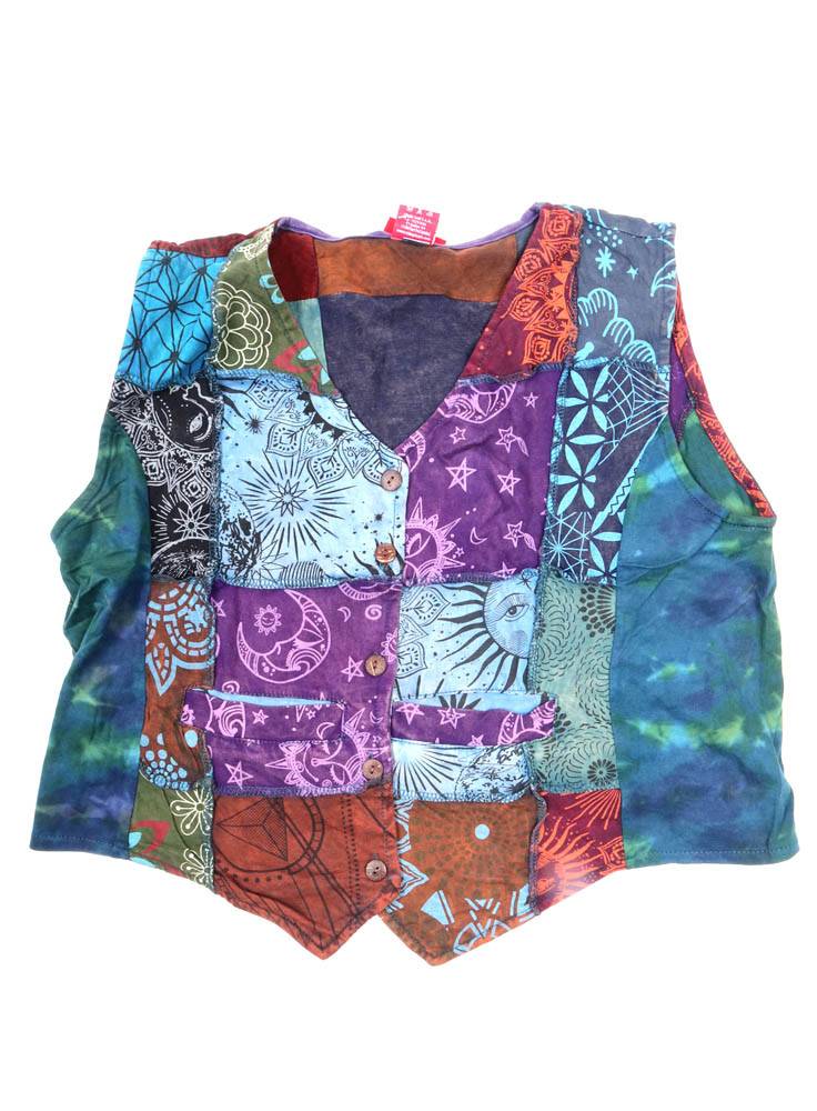 Chaleco patchwork artesanal: color y energía CCEV01 color Azul