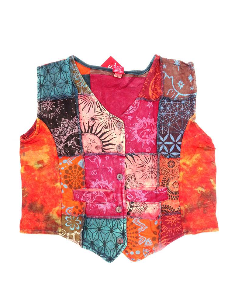 Chaleco patchwork artesanal: color y energía CCEV01 color Rojo