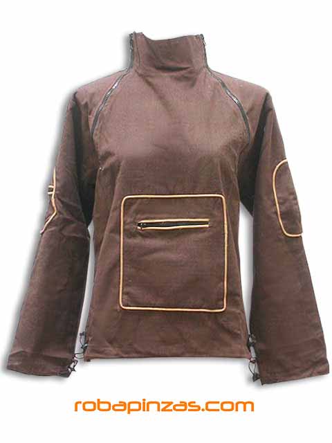 ▷ Chaqueta algodón, cremalleras laterales, bolsillos frontal y en mangas,  cuello alto. - ZAS Tienda Hippie | CH1133