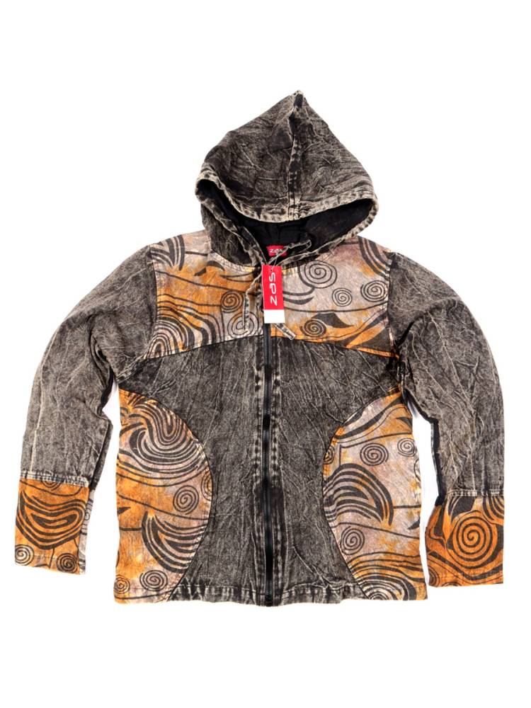 Chaqueta Lavada a la Piedra con Estampados Étnicos CHEV114 color Naranja