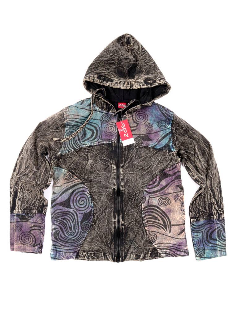 Chaqueta Lavada a la Piedra con Estampados Étnicos CHEV114 color Azul