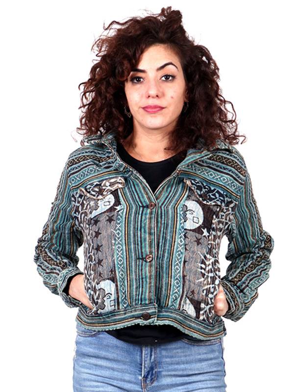 jaqueta jeans etnica