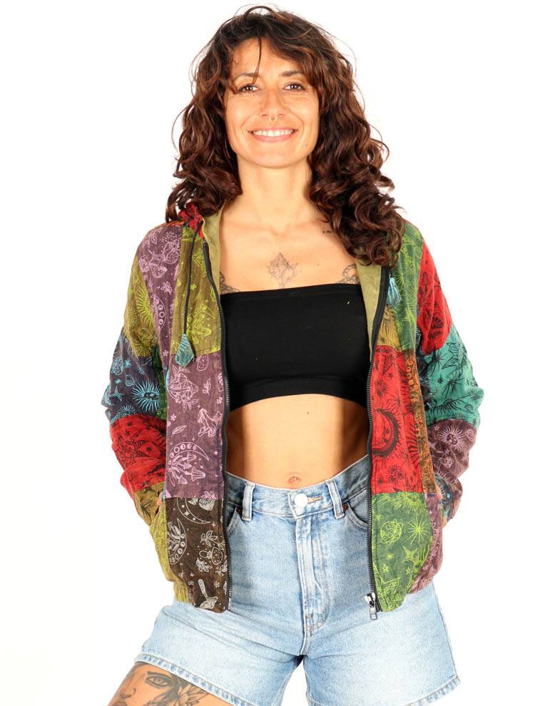 Sudadera patchwork ligera con capucha CHEV96