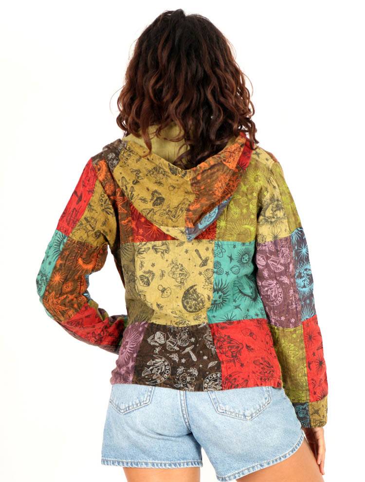 Sudadera patchwork ligera con capucha CHEV96