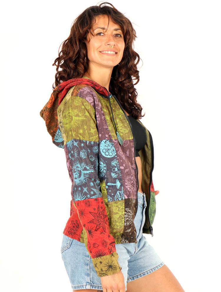 Sudadera patchwork ligera con capucha CHEV96