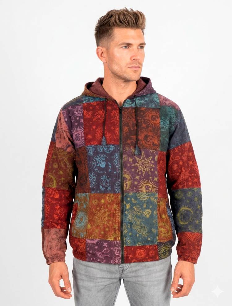 Sudadera patchwork sol y luna con alma artesanal CHEV97