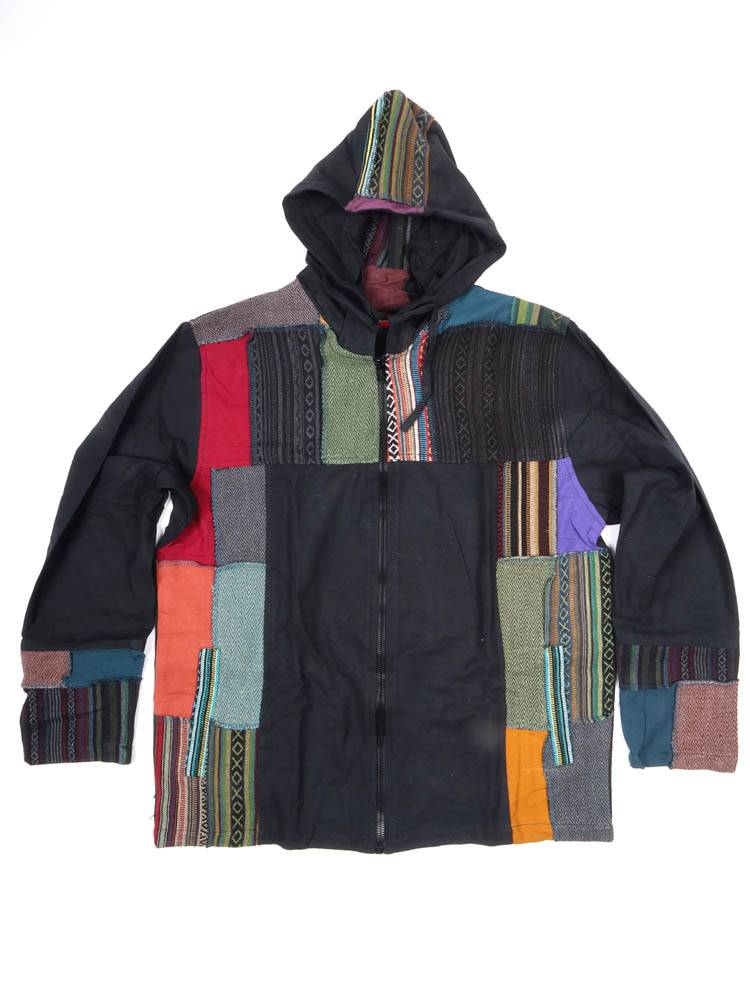 Sudadera patchwork artesanal con capucha CHEV99