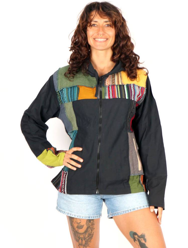 Sudadera patchwork artesanal con capucha CHEV99
