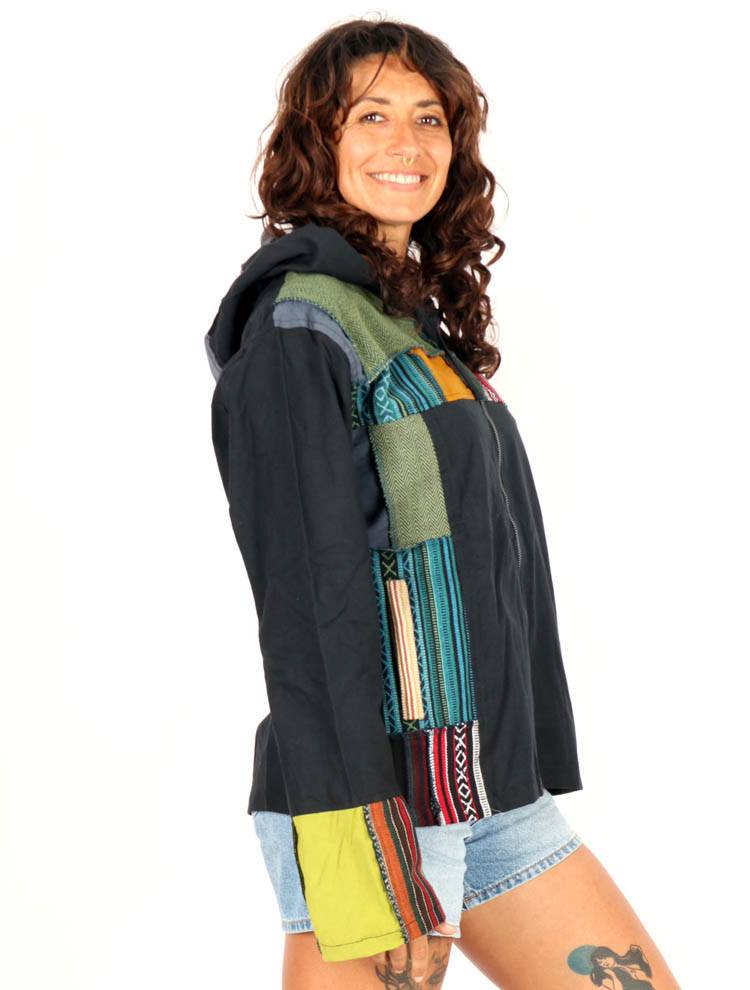 Sudadera patchwork artesanal con capucha CHEV99