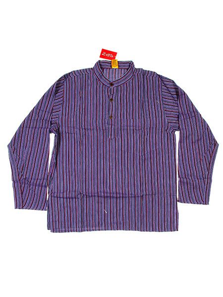 Modelo: Morado Camisas Hippies M Larga - Camisa de algodón de CLEV02 - Modelo Morado