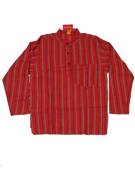 Modelo: Rojo Camisas Hippies M Larga - Camisa de algodón de CLEV02 - Modelo Rojo