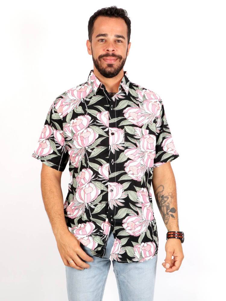 Camisa de rayón con estampados de flores [CMEK19] para comprar al por Mayor o Detalle en la categoría de Camisas Manga Corta