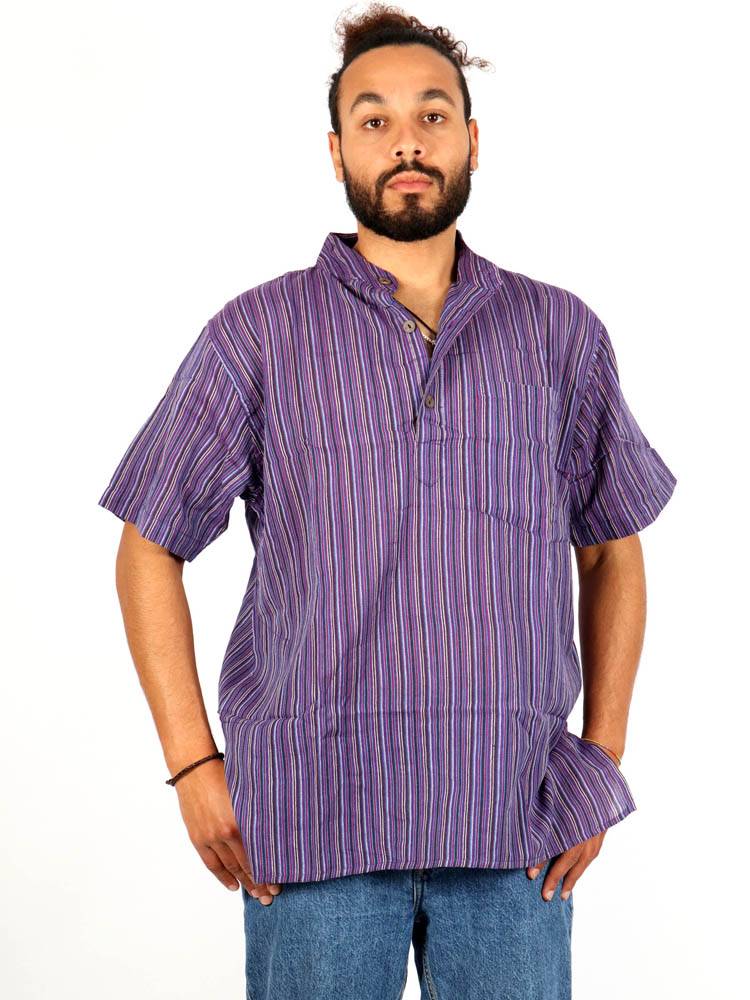 Camisa hippie de rayas Manga Corta [CMEV02] para comprar al por Mayor o Detalle en la categoría de Camisas Manga Corta