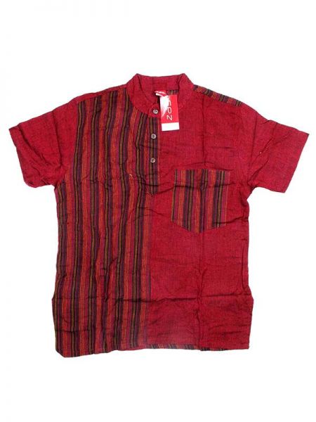 Modelo: Granate Camisas Hippies M Corta - Camisa de algodón combinado CMEV08 - Modelo Granate