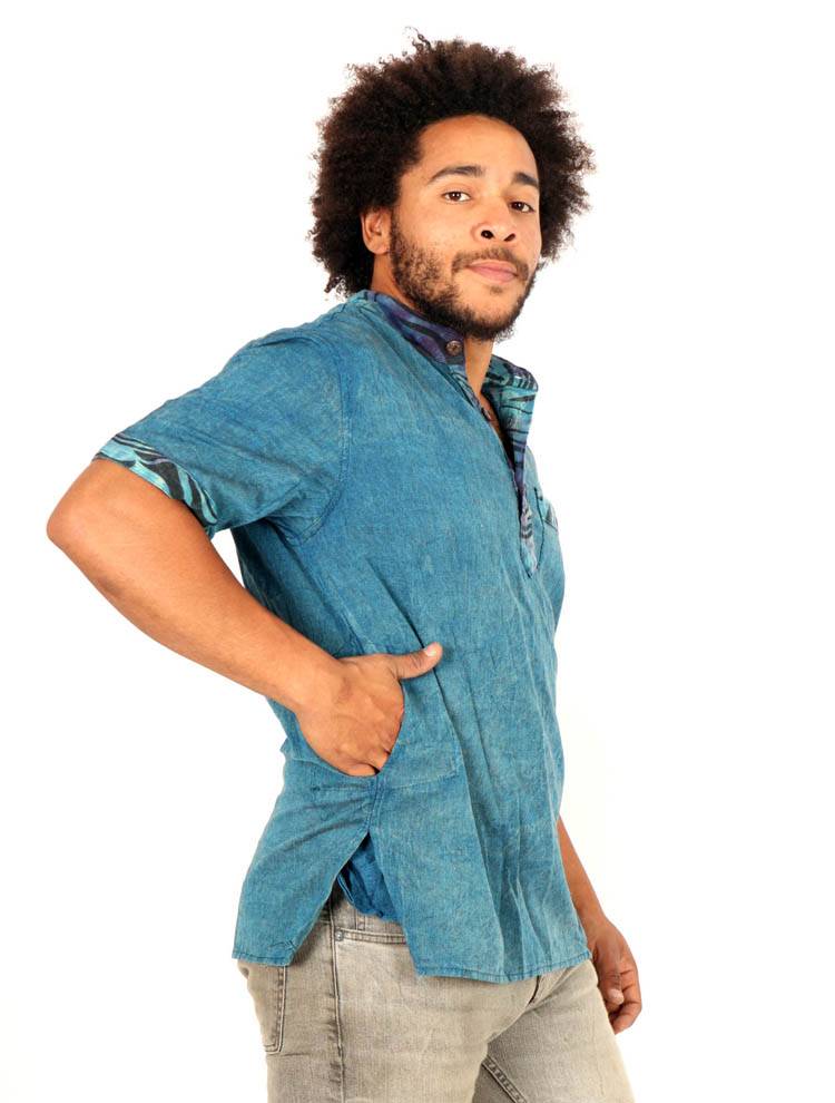 Camisa Hippie Lavada a la Piedra Detalles Étnicos CMEV09