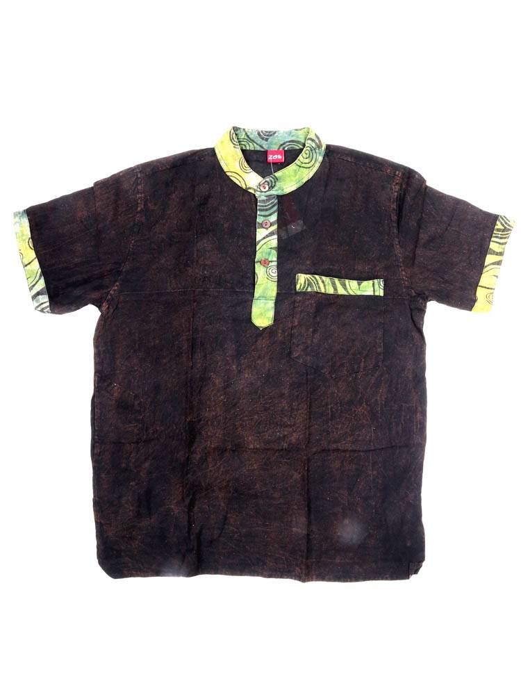 Camisa Hippie Lavada a la Piedra Detalles Étnicos CMEV09 color Negro 26