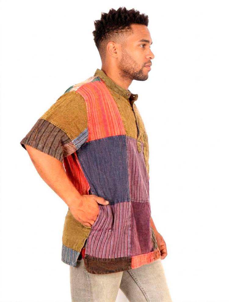 Camisa patchwork artesanal de alma viajera CMEV20