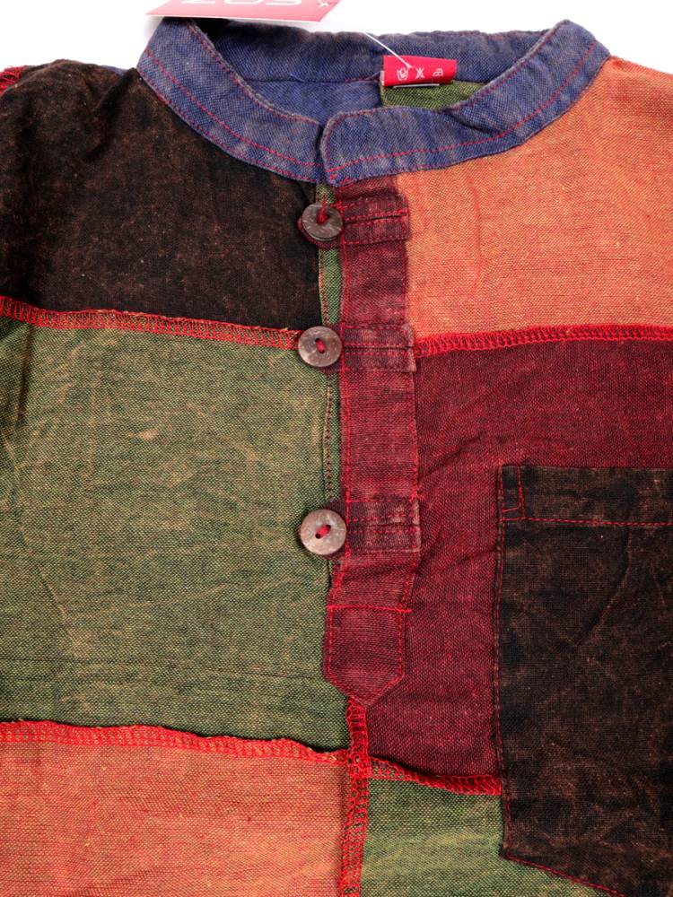 Camisa hippie patchwork con botones de madera CMHC12