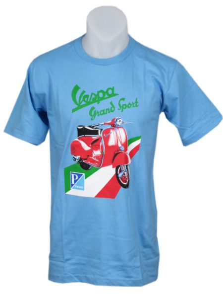 Modelo: Azul Camisetas T-Shirts - Camiseta VESPA PIAGGIO, algodón CMSE09 - Modelo Azul
