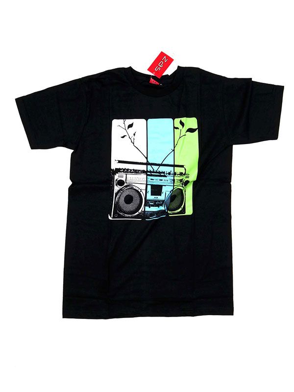 Modelo: Negro Camisetas T-Shirts - Radio cassete, camiseta algodón CMSE12 - Modelo Negro