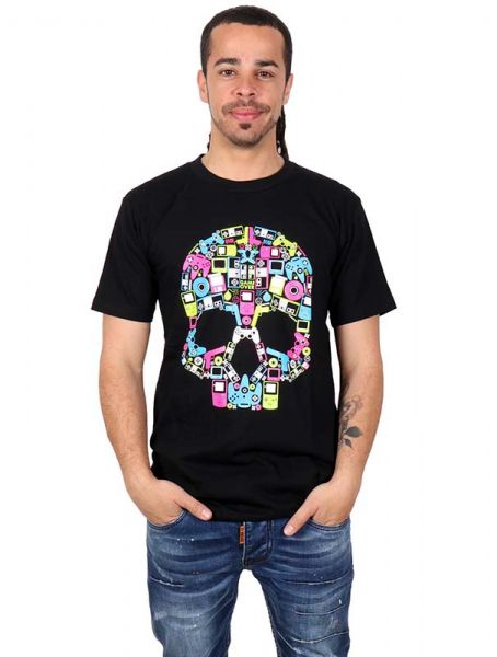 CAMISETA HOMBRE CALAVERA MÚSICA BLANCA