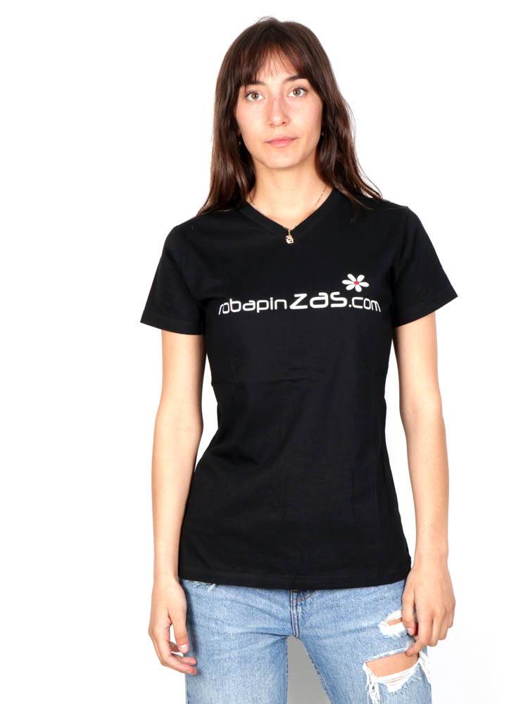 Robapinzas flor, camiseta algodón m corta cuello pico [CMZ13] para comprar al por Mayor o Detalle en la categoría de Outlet Ropa Hippie