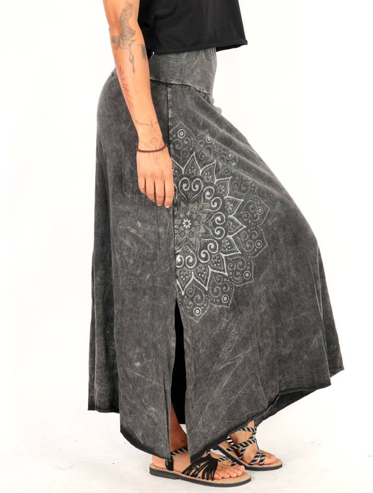 Falda Larga Asimétrica con Estampado Mandala FAEV27B