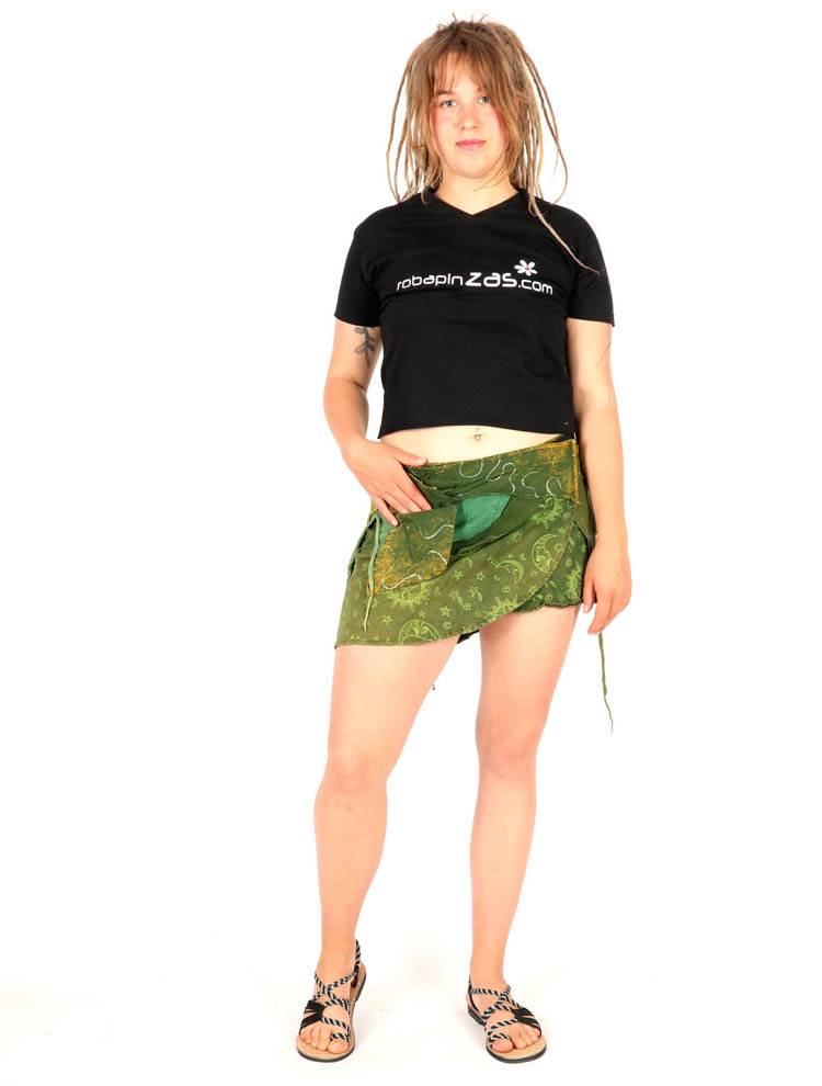 Minifalda Hippie Cruzada con Bordados y Flecos FAEV33