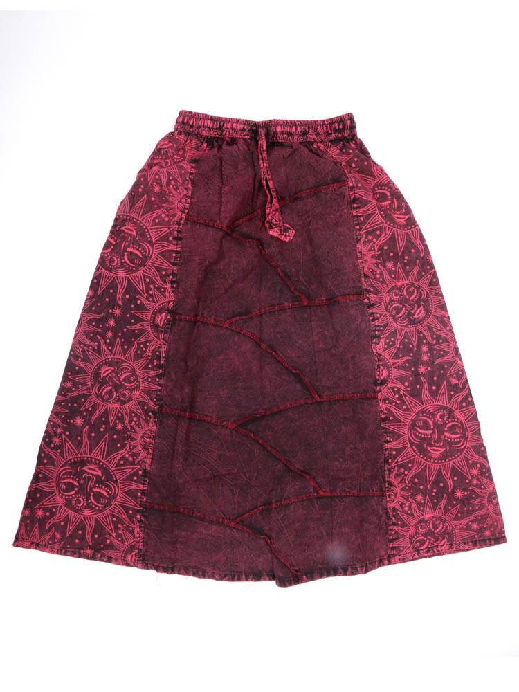 Falda patchwork sol y luna con esencia bohemia FAEV37 color Granate