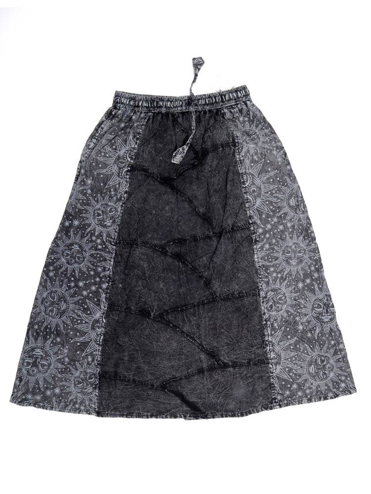 Falda patchwork sol y luna con esencia bohemia FAEV37 color Gris