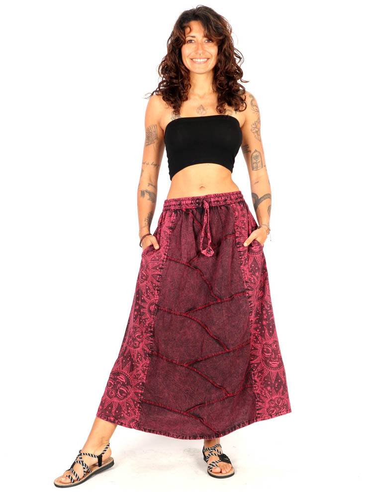 Falda patchwork sol y luna con esencia bohemia FAEV37