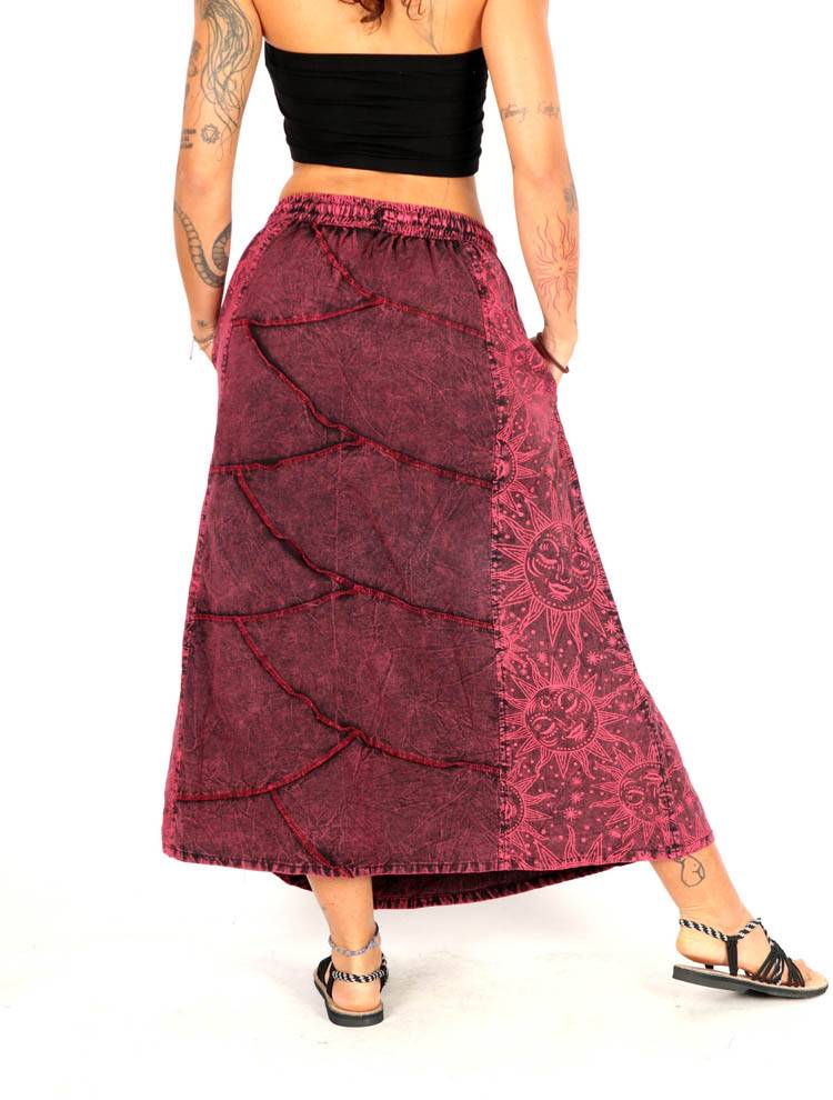 Falda patchwork sol y luna con esencia bohemia FAEV37